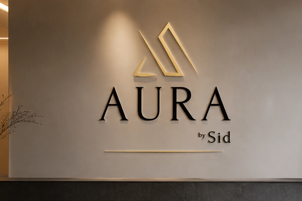 AURA by Sid reception signage