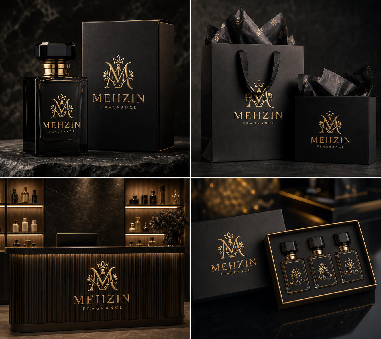 Mehzin Fragrance complete brand application board