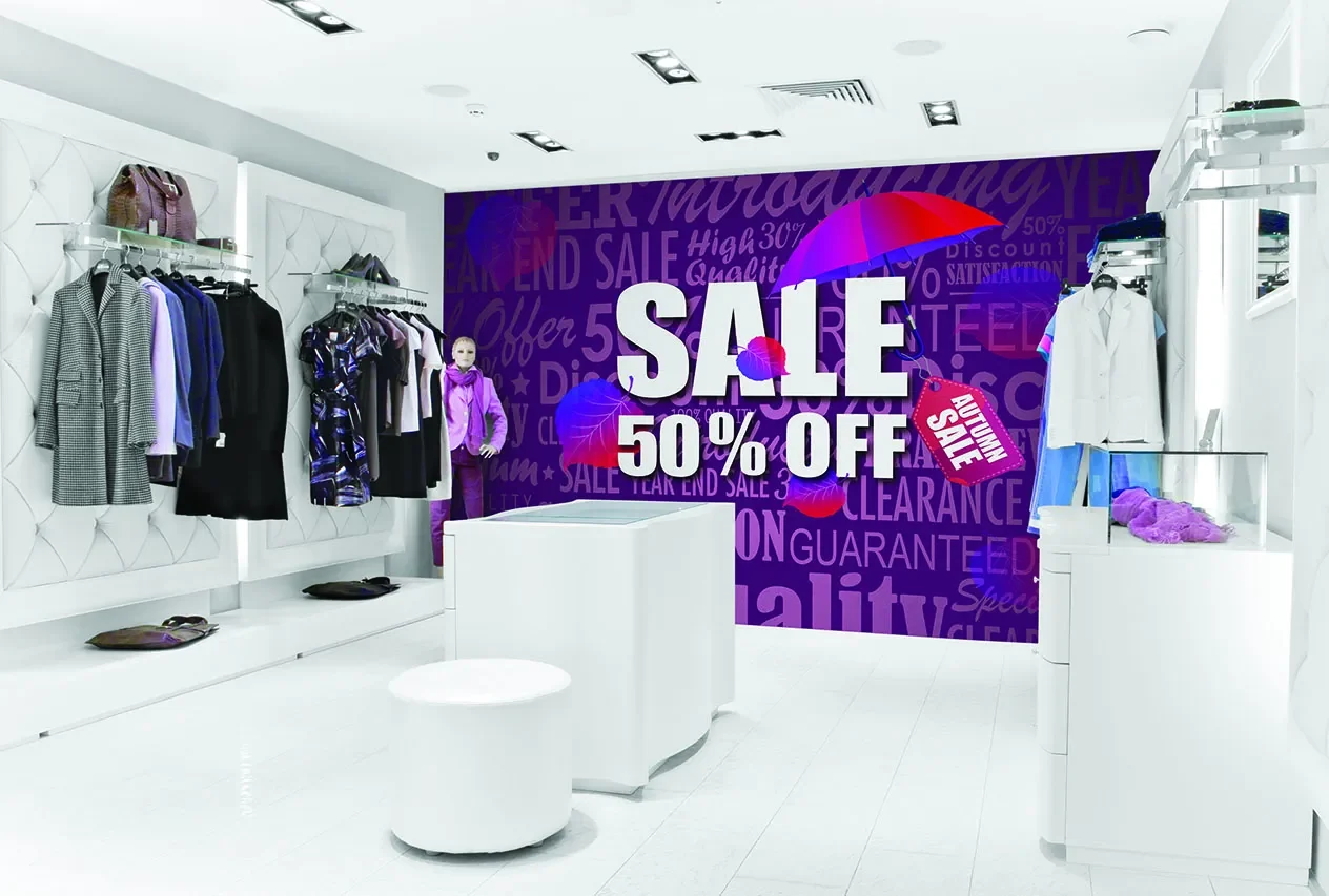 Interior brand graphics and retail display